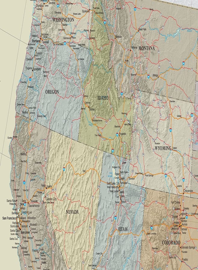 Swiftmaps ملصق خريطة الولايات المتحدة الأمريكية المعاصر المميز بحجم 24 × 36 (مغلف بطبقة لامعة بحجم 24 × 36) - Image 4