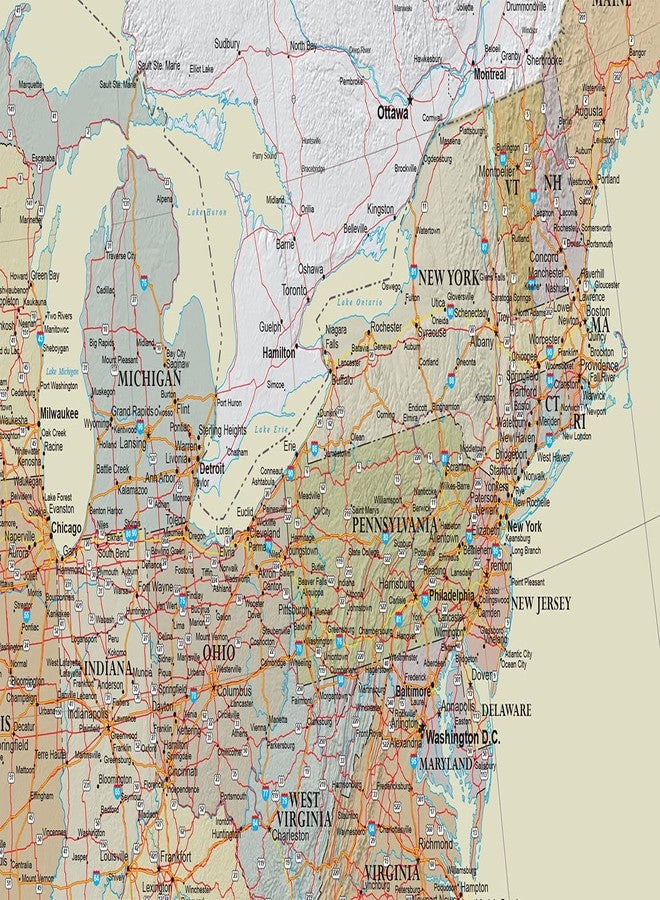 Swiftmaps ملصق خريطة الولايات المتحدة الأمريكية المعاصر المميز بحجم 24 × 36 (مغلف بطبقة لامعة بحجم 24 × 36) - Image 5