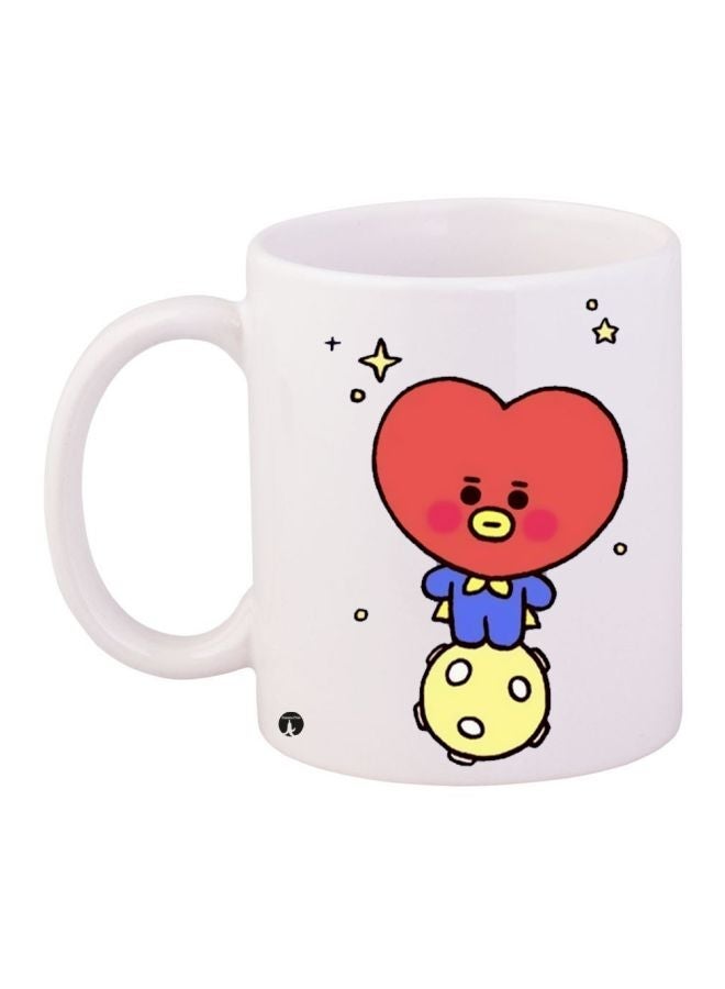 Cartoon Printed Coffee Mug White/Red/Yellow 11ounce