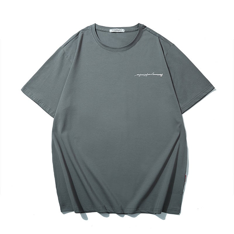 T6178 | Plus size men''s summer new round neck T-shirt men''s simple loose trendy gilding letter printed short sleeve - Image 1