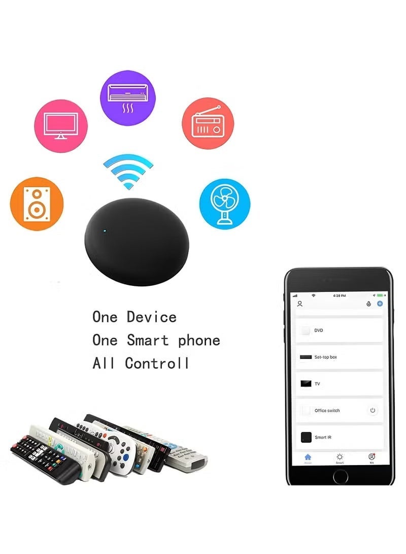 تويا جهاز تحكم عن بعد ذكي بالأشعة تحت الحمراء يعمل بتقنية الواي فاي - جهاز إرسال الأشعة تحت الحمراء لأجهزة التكييف والتلفزيون والأجهزة المنزلية، لا يتطلب جهاز تحكم مركزي، متوافق مع جوجل هوم، تحكم عن بعد باللمس والتطبيق، وظيفة التوقيت والتحكم الصوتي (دائري) - Image 1