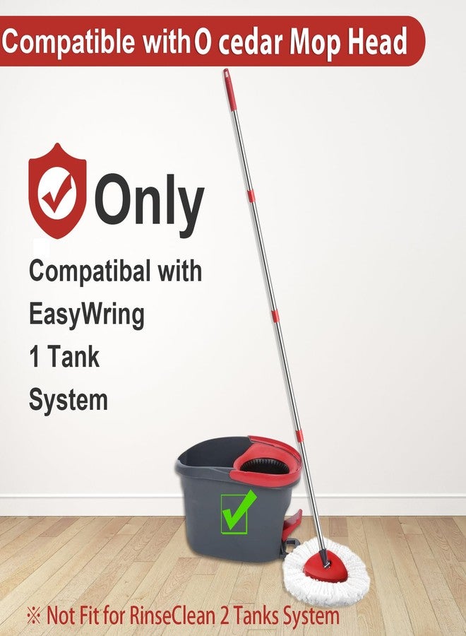 Hibaby 2 Spin Mop Head Replacement, 1 Base, 1 Mop Handle (30-58in) Combo Mops Set Compatible with OCedar EasyWring RinseClean Microfiber Mops (White (1-Tank System)) - Image 2