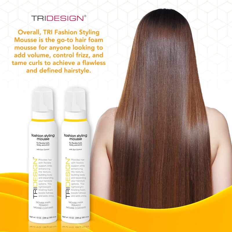 TRIDESIGN TRI Fashion Volumizing Mousse for Wavy Hair - Taming Curls, Frizz Control & Shine, Styling Foam for Women - 10 Ounce (2 Pack) - Image 5