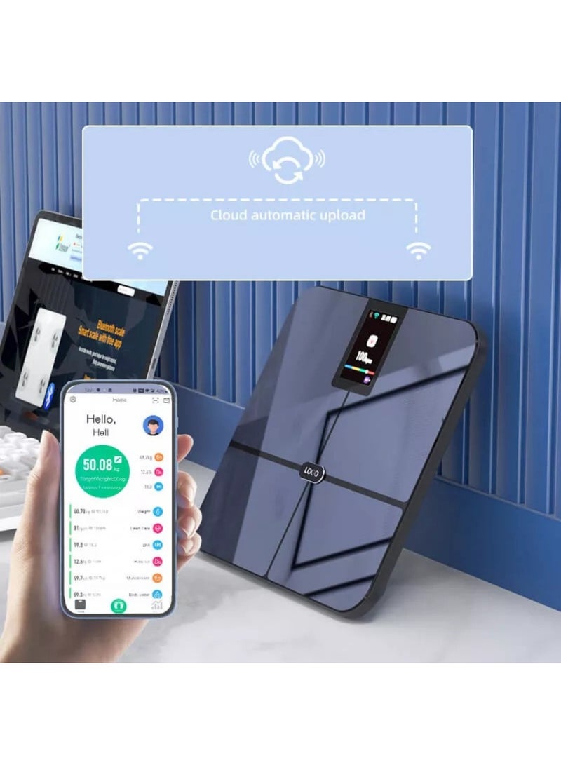 اي ستيب ميزان اي ستيب الإلكتروني CF568 باللون الأسود - بقدرة تحميل 180 كجم، شاشة عرض 3.5 بوصة، اتصال مزدوج بلوتوث 5.0 وWiFi، و15 مقياس صحي - Image 2