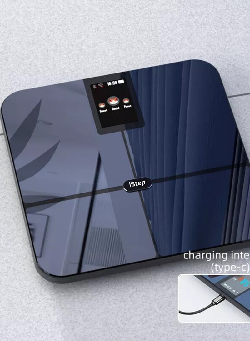 اي ستيب ميزان اي ستيب الإلكتروني CF568 باللون الأسود - بقدرة تحميل 180 كجم، شاشة عرض 3.5 بوصة، اتصال مزدوج بلوتوث 5.0 وWiFi، و15 مقياس صحي - Image 3
