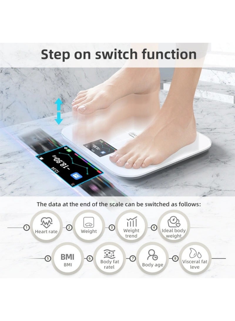 اي ستيب ميزان اي ستيب الإلكتروني CF568 باللون الأسود - بقدرة تحميل 180 كجم، شاشة عرض 3.5 بوصة، اتصال مزدوج بلوتوث 5.0 وWiFi، و15 مقياس صحي - Image 4