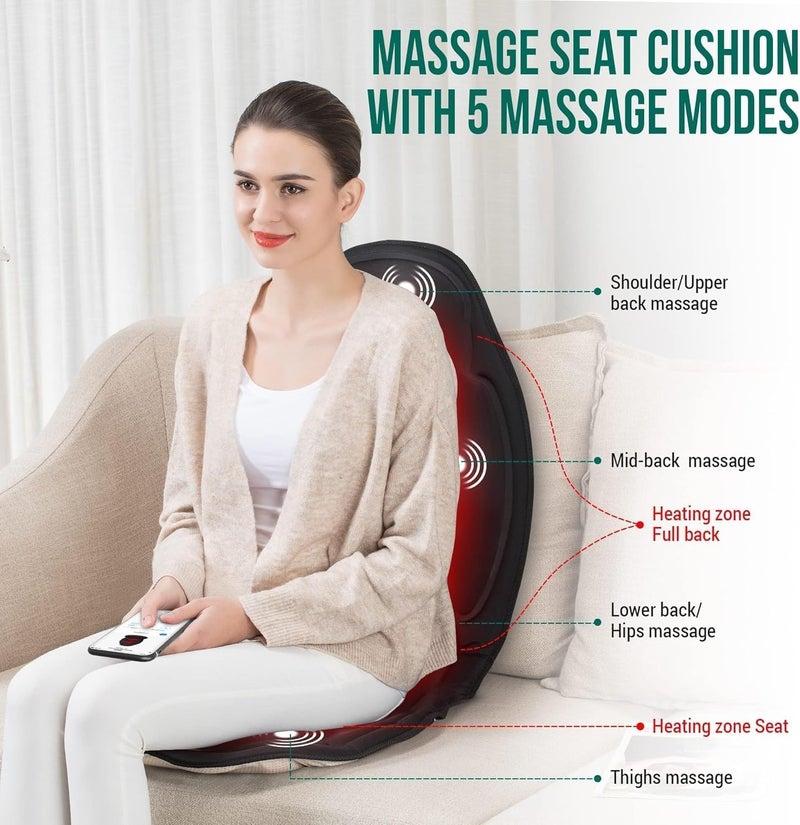 Snailax Massage Cushion, Comfortable Massager with Vibration for Back, Massage Seat for Relaxing at Home and Office, Gifts for Men/Women/Family - Image 2