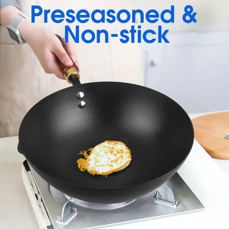 Souped Up Recipes 10 Inch Carbon Steel Wok For Electric, Induction and Gas Stoves (Lid and User Guide Video Included) - Image 5