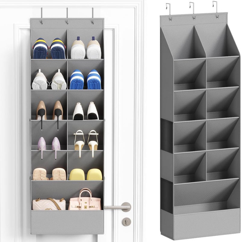 Fabric Wall-Mounted Door Storage Shoe Bag Oxford Arrangement Storage Shoe Organizer Behind The Door - Image 2