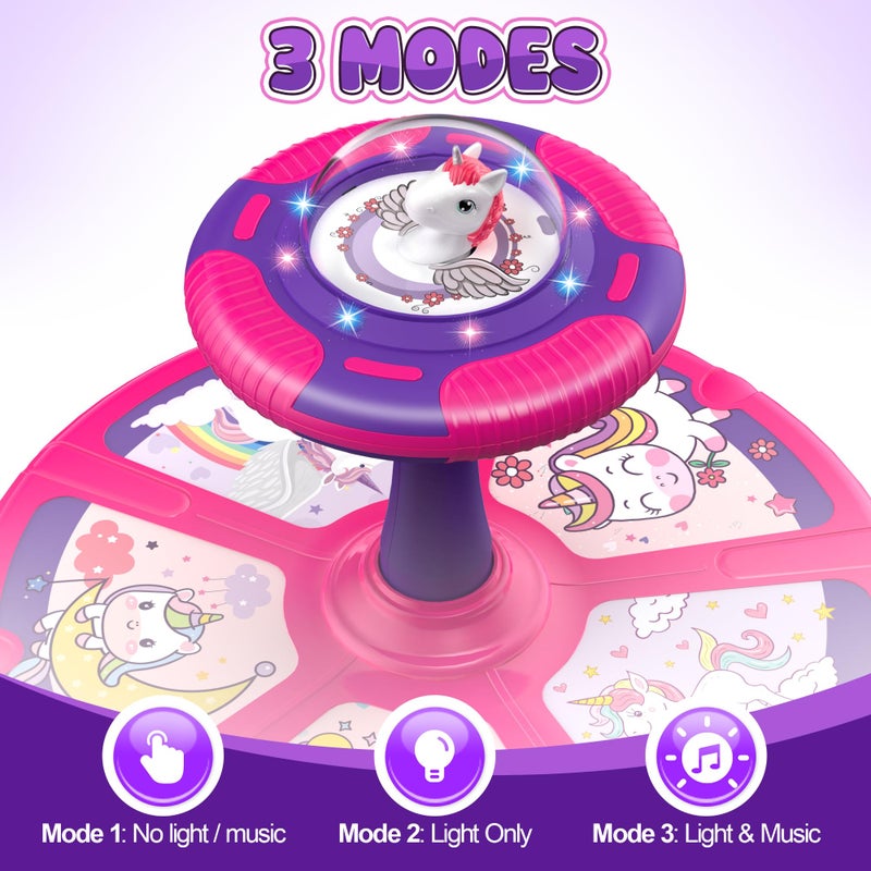 Flooyes Unicorn Sit and Spin Toys for Toddlers Girls 2 Years Old, Christmas Birthday Gifts for 1 2 3 4, with LED and Music, 360Â° Spin - Image 5