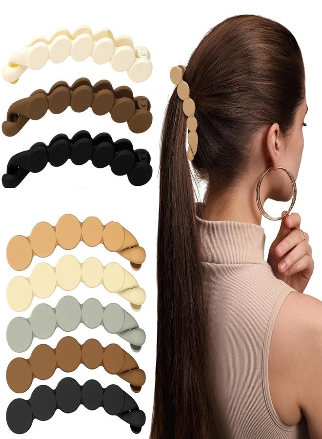 VORSET 3 Pcs Large Matte Finish Banana Button Hair Clips for Women & Girls - Non-Slip Circle Claw Clips for Thick Hair - Multicolor Banana Clips for Daily Use, Party & Office Hairstyle - Image 1