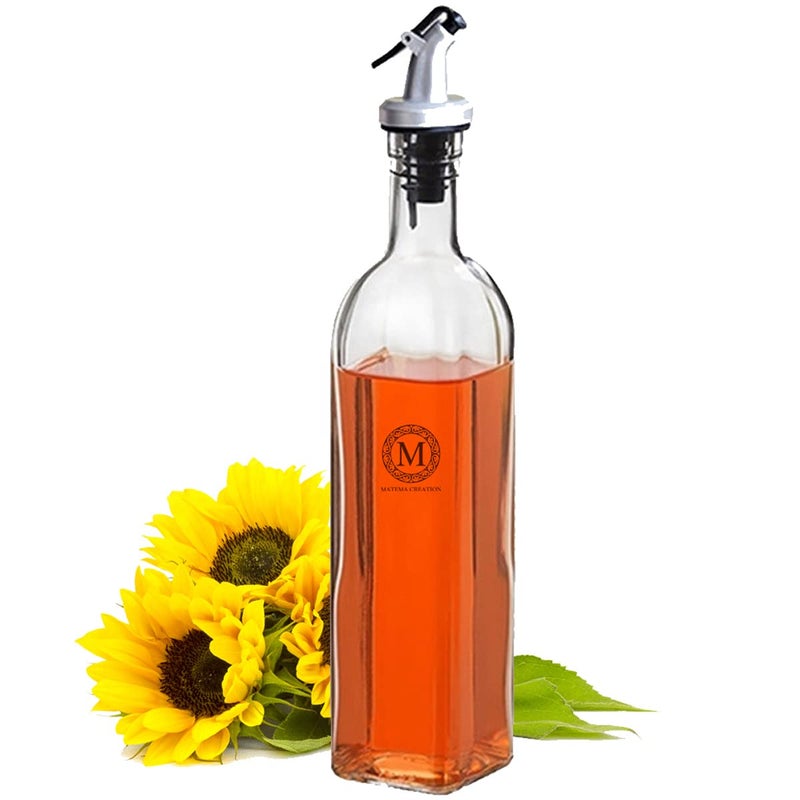 Matema Crystal Clear Square Shaped Glass Kitchen Oil Dispenser 500ml QTY1