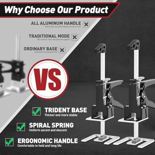 XClifes Labor Saving Arm Jack Handle 2 Pack, Construction Jack, Wall Tile Locator, Multi Function Height Adjustment Lifting Device, Door Panel Lifting Cabinet, Raised 9.8 in, Pair Dynamic Load 420 LB - Image 5