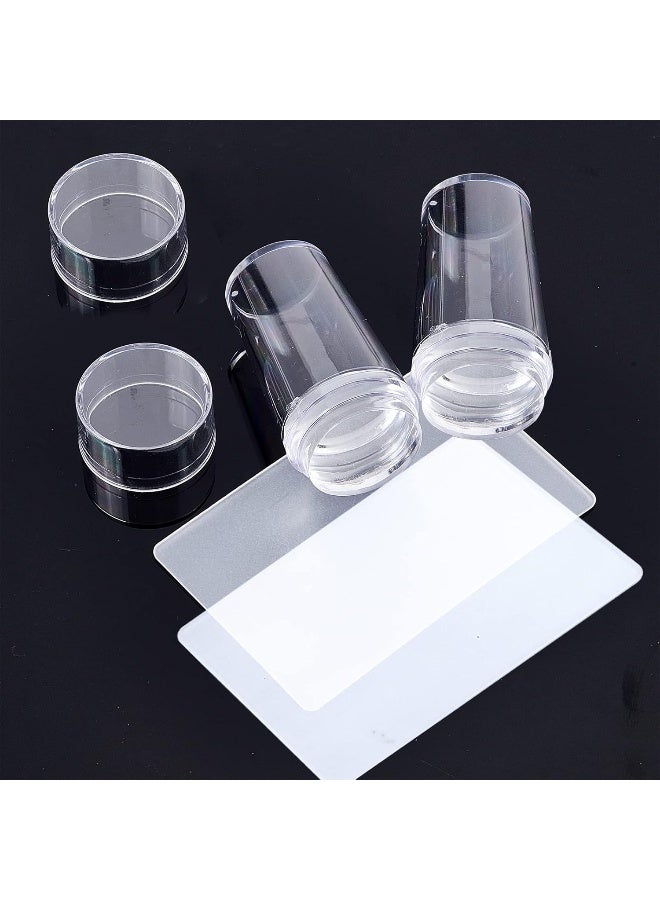 4pcs Nail Stamper with Scraper, Clear Silicone Jelly Stamper for Nail Art Design, Transparent Nail Art Stamping Stamper French Tip for DIY Nails Manicure Tools Kit - Image 1