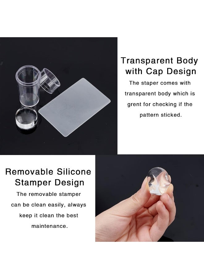 4pcs Nail Stamper with Scraper, Clear Silicone Jelly Stamper for Nail Art Design, Transparent Nail Art Stamping Stamper French Tip for DIY Nails Manicure Tools Kit - Image 3