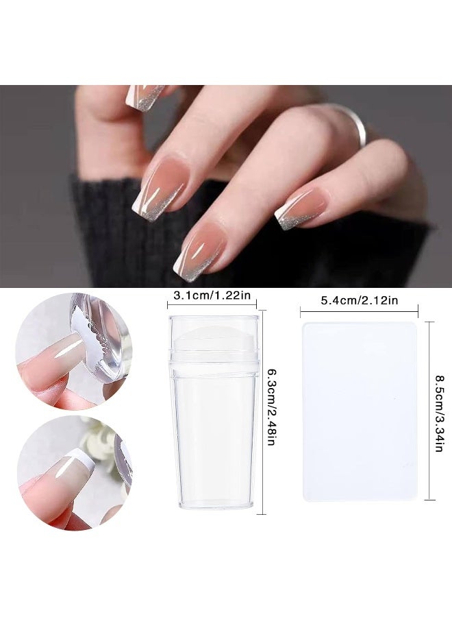 4pcs Nail Stamper with Scraper, Clear Silicone Jelly Stamper for Nail Art Design, Transparent Nail Art Stamping Stamper French Tip for DIY Nails Manicure Tools Kit - Image 2