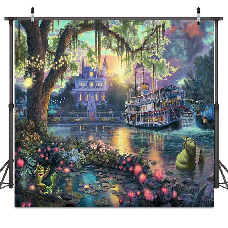 SSCSTS Palace Photography Background Fairy Tale Prince Princess Happiness Frog Castle Photography Background Studio Props (6x6ft-polyester) - Image 3