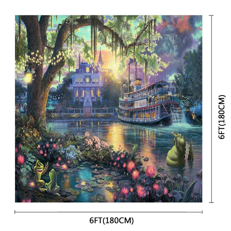 SSCSTS Palace Photography Background Fairy Tale Prince Princess Happiness Frog Castle Photography Background Studio Props (6x6ft-polyester) - Image 4