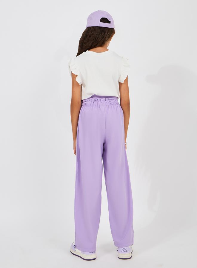 Styli Ruffle Trim Printed Top & Paperbag Waist Pants Set  - Image 4