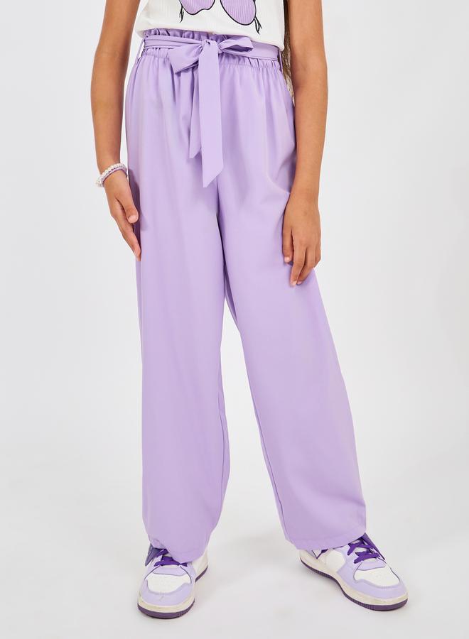 Styli Ruffle Trim Printed Top & Paperbag Waist Pants Set  - Image 5