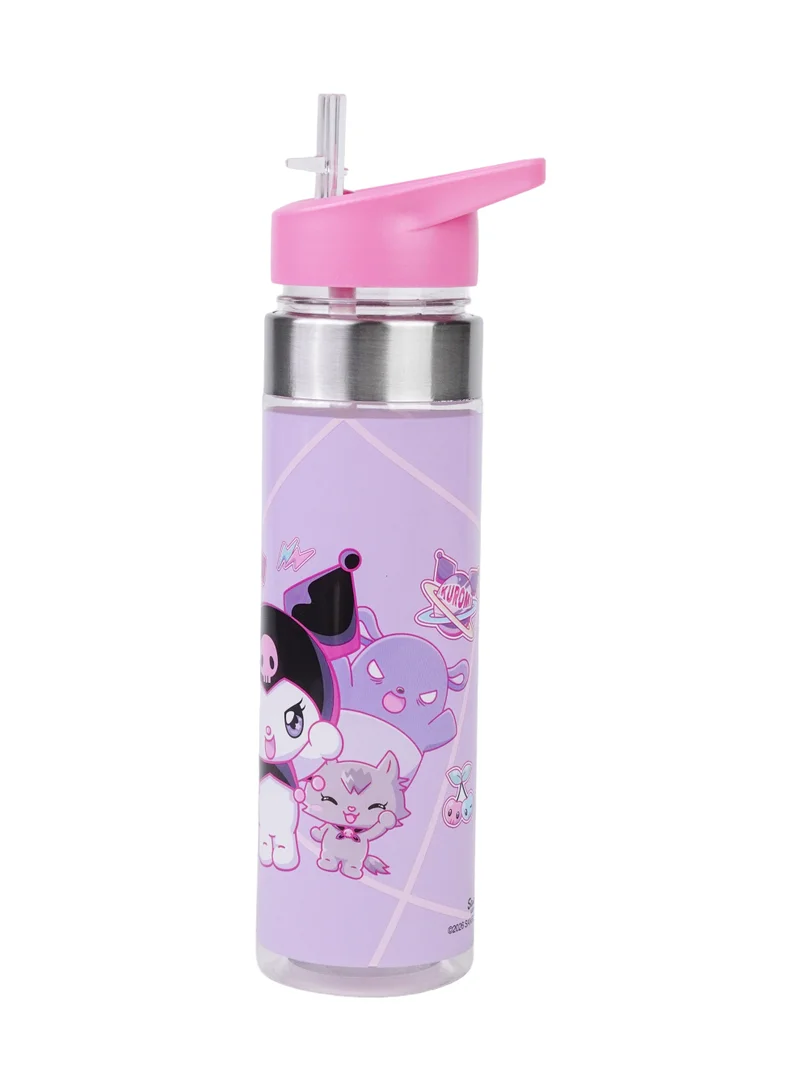 Sanrio  Sanrio Kuromi Regular Water Bottle 650ml | Kids Plastic Water Bottle with Straw Lid | Kuromi Reusable Drinking Bottle for School, Travel & Sports | Leak-Resistant Water Bottle for Women | Best Price UAE
