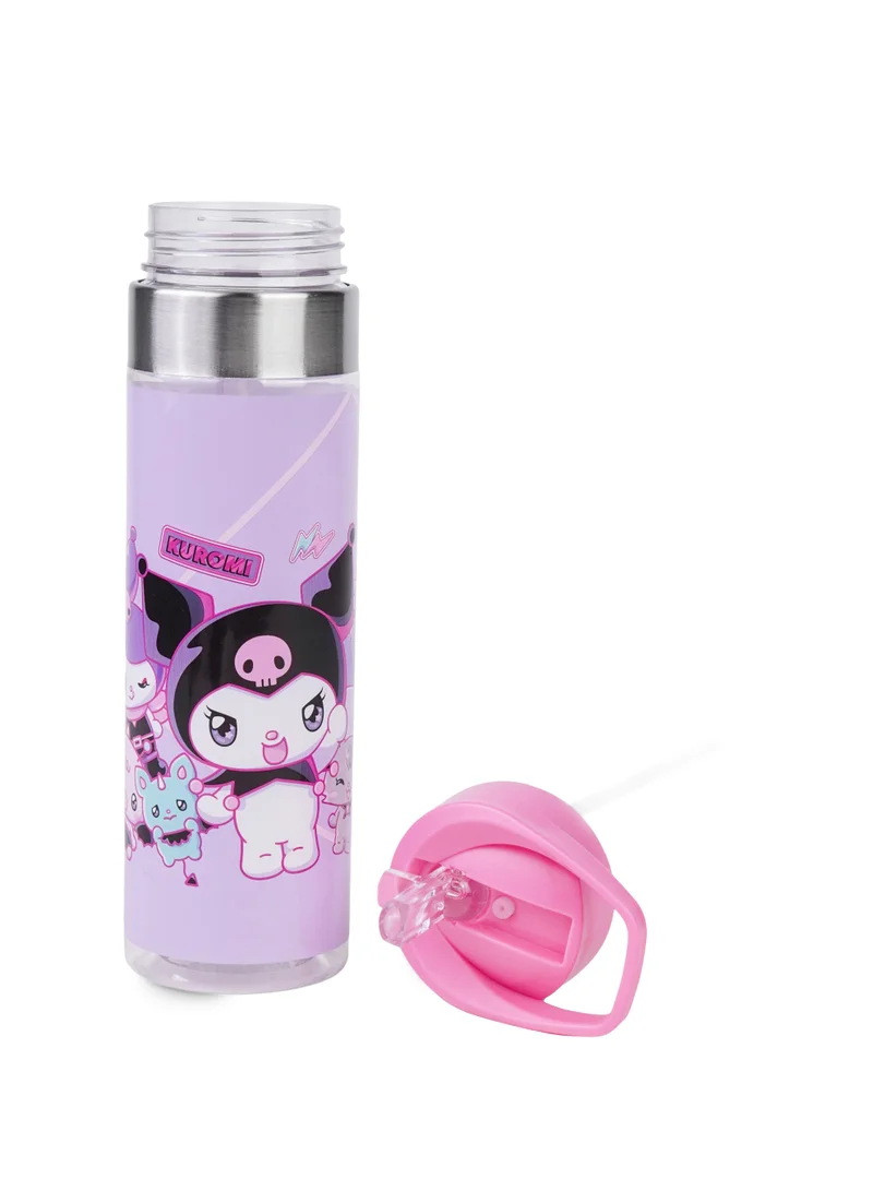 Sanrio  Sanrio Kuromi Regular Water Bottle 650ml | Kids Plastic Water Bottle with Straw Lid | Kuromi Reusable Drinking Bottle for School, Travel & Sports | Leak-Resistant Water Bottle for Women | Best Price UAE