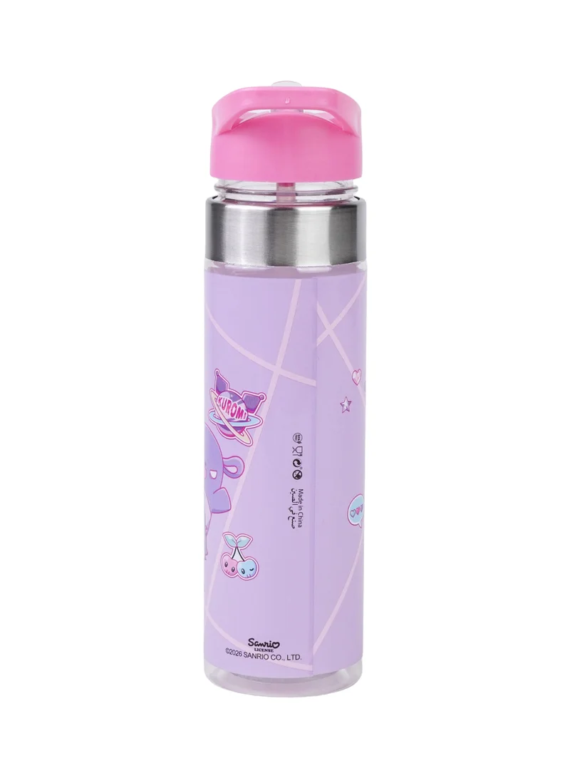 Sanrio  Sanrio Kuromi Regular Water Bottle 650ml | Kids Plastic Water Bottle with Straw Lid | Kuromi Reusable Drinking Bottle for School, Travel & Sports | Leak-Resistant Water Bottle for Women | Best Price UAE