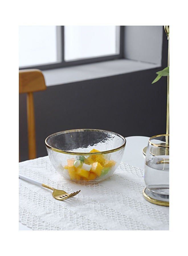 Electroplated Cold Grain Glass Fruit Bowl Clear 13x6cm - Image 1