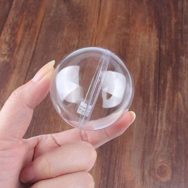 Wenosda Clear Plastic Acrylic Fillable Transparent Ball Ornament Bauble Sphere for Wedding Party Festival Home Decor (50mm Set of 24pcs) - Image 4