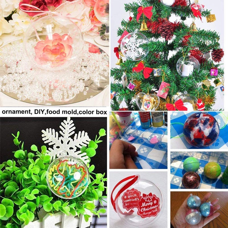 Wenosda Clear Plastic Acrylic Fillable Transparent Ball Ornament Bauble Sphere for Wedding Party Festival Home Decor (50mm Set of 24pcs) - Image 5