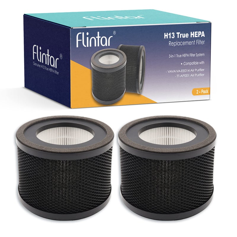 Flintar H13 True HEPA Replacement Filter Compatible with TaoTronics TTAP001 Air Purifier and VAVA VAEE014 Air Purifier 3in1 H13 Grade True HEPA and Activated Carbon Filter Set 2Pack - Image 1