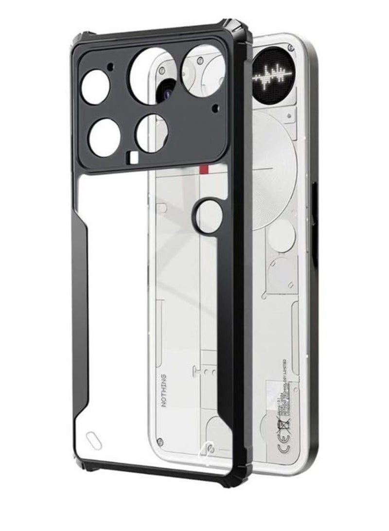 Nothing Phone 3 Clear Hard PC Back Cover Case with Shockproof TPU Black Border 360 Degree Impact Resistant Camera Protection Transparent Cover For Nothing Phone 3 - Image 1