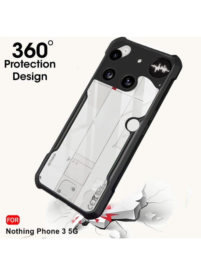 Nothing Phone 3 Clear Hard PC Back Cover Case with Shockproof TPU Black Border 360 Degree Impact Resistant Camera Protection Transparent Cover For Nothing Phone 3 - Image 5
