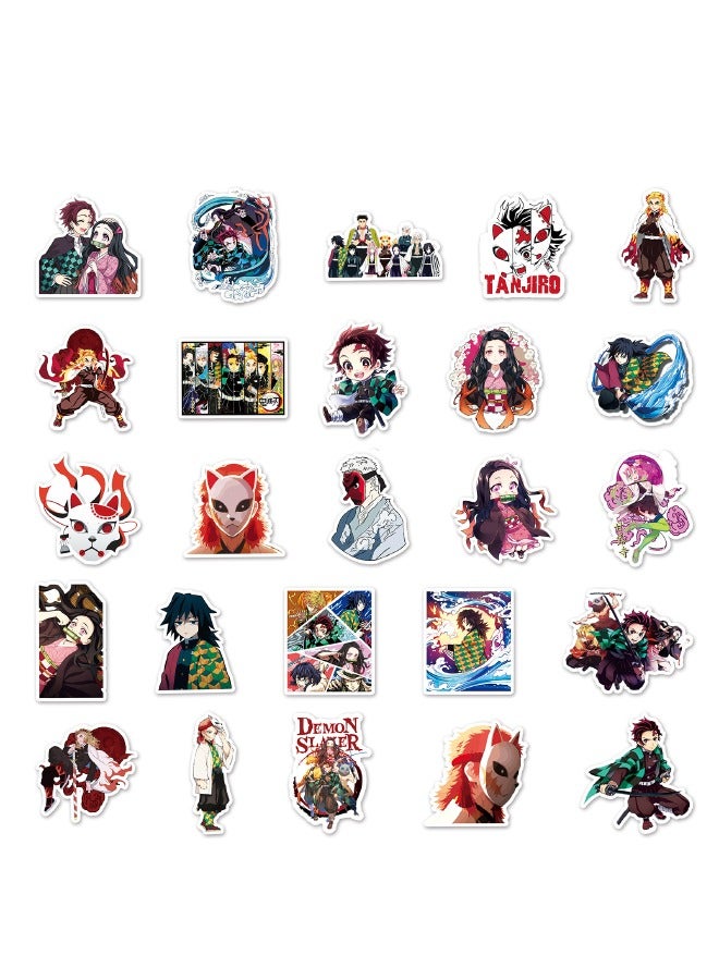 50-Piece Anime Demon Slayer Cartoon Waterproof Sticker Set，HD Fine Color Printing，Suitable for Laptop Skateboard Luggage DIY - Image 4