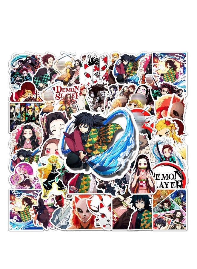 50-Piece Anime Demon Slayer Cartoon Waterproof Sticker Set，HD Fine Color Printing，Suitable for Laptop Skateboard Luggage DIY - Image 1