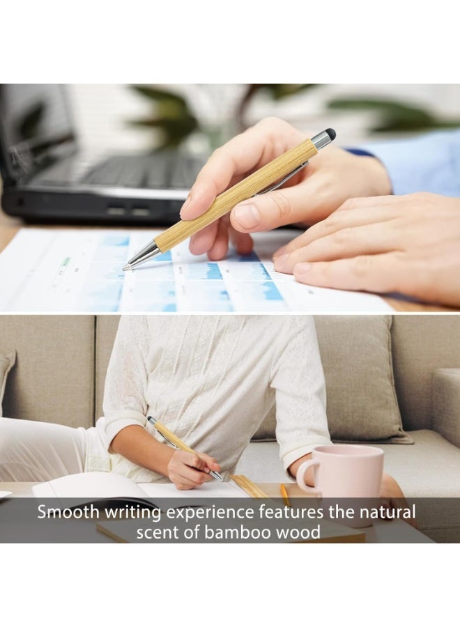 Rich Life Bamboo Pens Bulk with Touch Stylus Tip | Wooden Bamboo Ballpoint Pens Custom Engraving Stylus Pen Gift for Office School Business Promotional Use - Image 2
