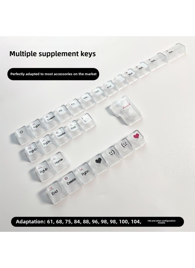Generic - Korean Korean Root Transparent Keycap O EM Height Small Full Fog Through Boxed Mechanical Keyboard Keycap-Color:Oem Foggy [korean] Black And White Lettering| Small Complete Set, Boxed - Image 1