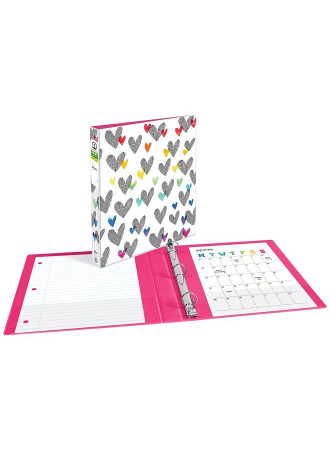 AVERY + Amy Tangerine Designer Collection Binder, 1"Round Rings, 175-Sheet Capacity, Hatch mark Hearts (28320) - Image 2