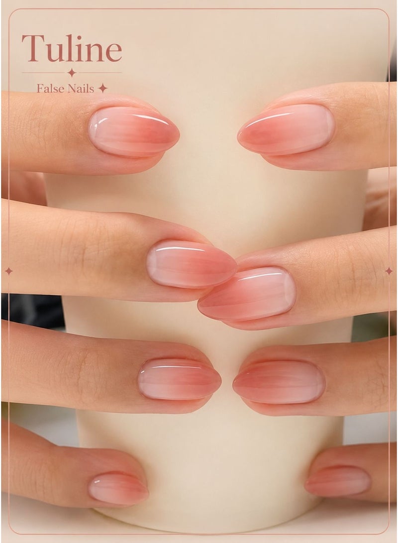 Tuline 24 pieces of gradient pink false nails - Image 1