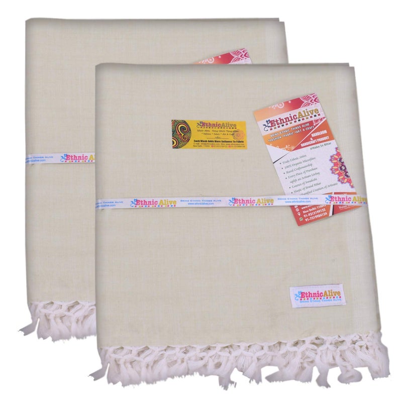 EthnicAlive NIC Bhagalpuri Handloom Organic Cotton Soft Silk Bamboo Fabric Chadar for Summer|Shawl|Topsheet|Odhne Wali Chadar|Comforter |AC Chadar for All Season_Pack of 2 - Image 1