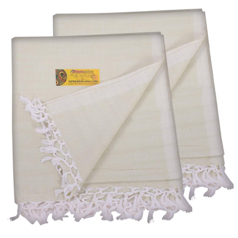 EthnicAlive NIC Bhagalpuri Handloom Organic Cotton Soft Silk Bamboo Fabric Chadar for Summer|Shawl|Topsheet|Odhne Wali Chadar|Comforter |AC Chadar for All Season_Pack of 2 - Image 2
