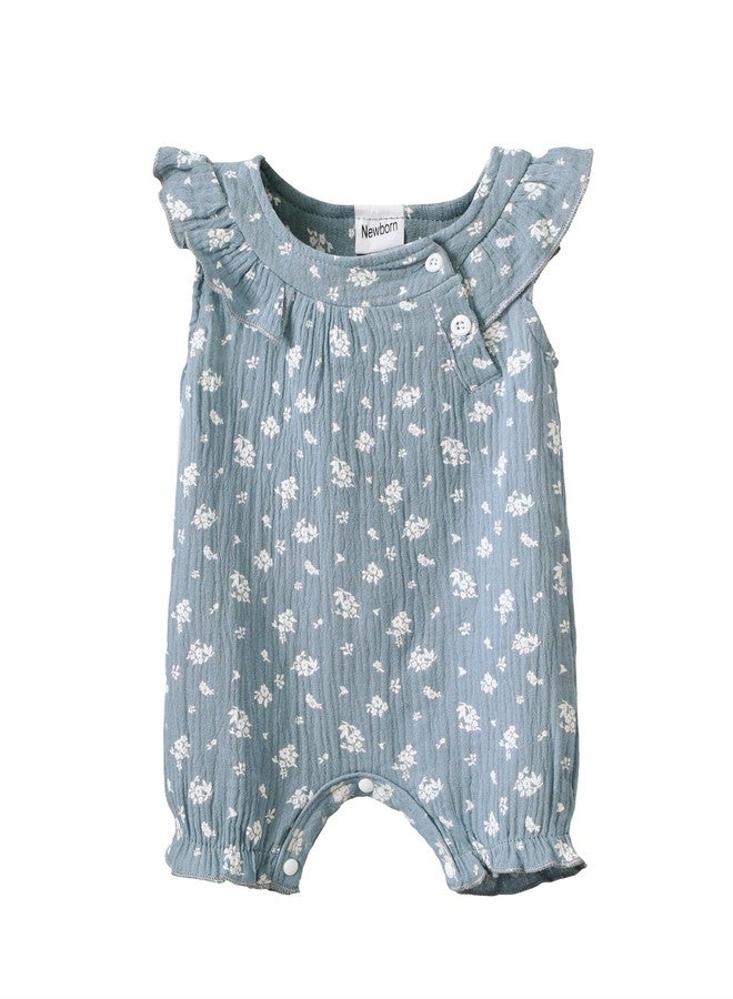 Saeaby Baby Girl Clothes 6-9 Months Short Sleeve Jumpsuit Ruffle Blue Romper Cute Infant Girl Summer Clothes One Pieces Bodysuit 6 12 Months Girl Clothes - Image 1