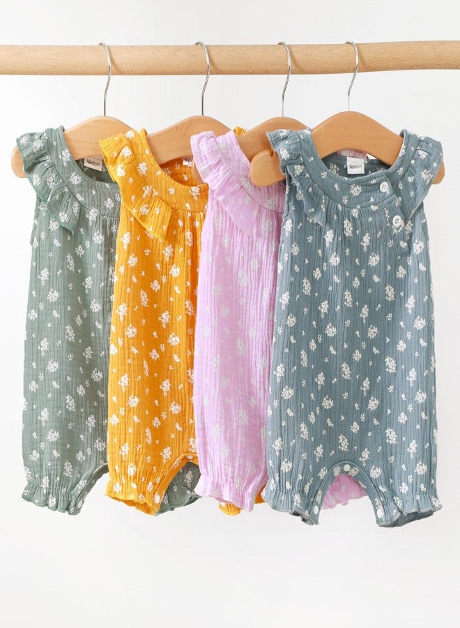 Saeaby Baby Girl Clothes 6-9 Months Short Sleeve Jumpsuit Ruffle Blue Romper Cute Infant Girl Summer Clothes One Pieces Bodysuit 6 12 Months Girl Clothes - Image 4