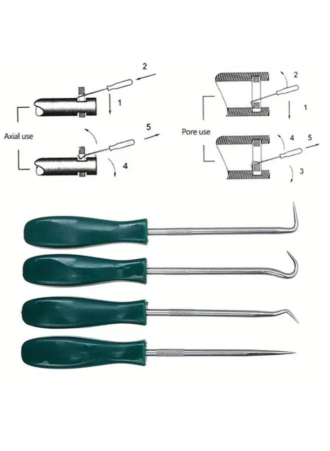 Green Heavy Duty Metal Oil Seal Puller Set 4pcs Automotive O Ring Gasket Removal Tool - Image 5