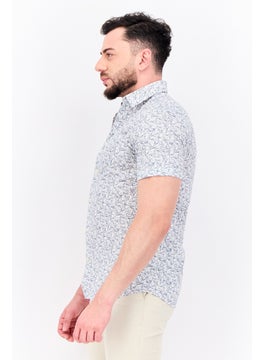 Jules Men Regular Fit Short Sleeves Allover Print Casual Shirt, White/Navy  - Image 2
