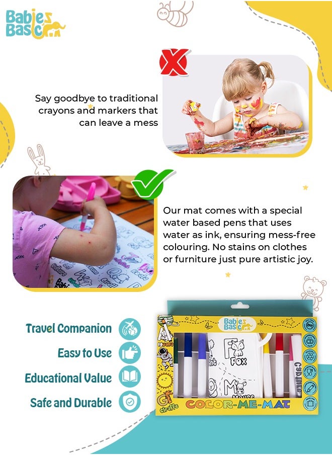 Babies Basic Reusable Silicone Colouring Mat With Pens And Travel Case - English Alphabet Design  - Image 4