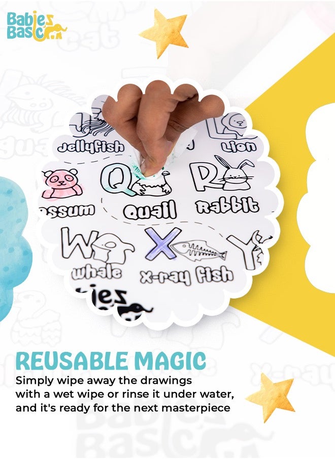 Babies Basic Reusable Silicone Colouring Mat With Pens And Travel Case - English Alphabet Design  - Image 3