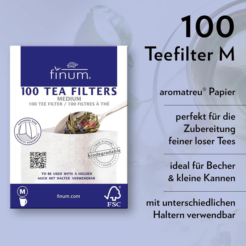 Finum Disposable Paper Tea Filter Bags for Loose Tea, Medium Size, 100 Count - Image 2