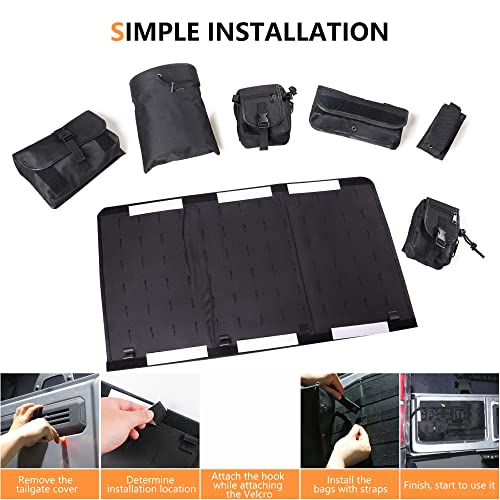 RERPRO Tailgate Storage Bag for 2021 2022 2023 2024 2025 Ford Bronco 2/4 Door Interior Accessories Cargo Tools Organizer Rear Trunk Pockets Detachable Oxford Bags, 7Pcs/Set Black - Image 5