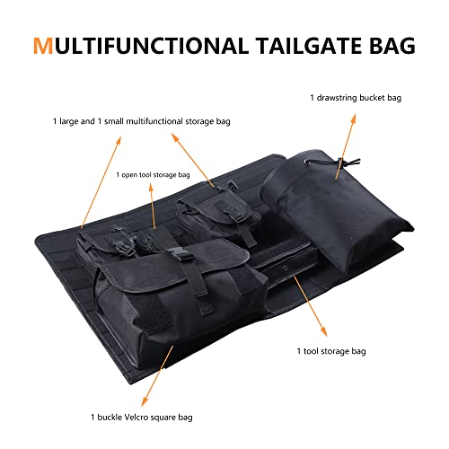 RERPRO Tailgate Storage Bag for 2021 2022 2023 2024 2025 Ford Bronco 2/4 Door Interior Accessories Cargo Tools Organizer Rear Trunk Pockets Detachable Oxford Bags, 7Pcs/Set Black - Image 4